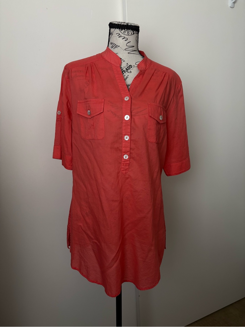 Chico's Coral Button-Front Tunic